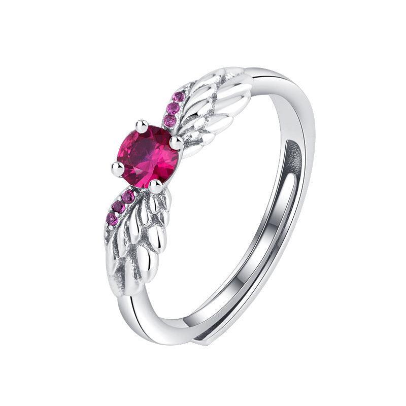 925 Sterling Silver Angel's Wing Index Finger Ring in 2023 | 925 Sterling Silver Angel's Wing Index Finger Ring - undefined | 925 Sterling Silver Angel's Ring, cute Angel's Wing Ring, cute ring, pink color birthstone ring, Sterling Silver s925 cute Ring | From Hunny Life | hunnylife.com