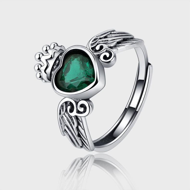 925 Sterling Silver Love Crown Women Ring in 2023 | 925 Sterling Silver Love Crown Women Ring - undefined | 925 Sterling Silver Crown Ring, cute ring, green birthstone ring, Love Crown Women Ring, Sterling Silver s925 cute Ring | From Hunny Life | hunnylife.com