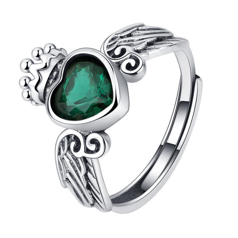 925 Sterling Silver Love Crown Women Ring in 2023 | 925 Sterling Silver Love Crown Women Ring - undefined | 925 Sterling Silver Crown Ring, cute ring, green birthstone ring, Love Crown Women Ring, Sterling Silver s925 cute Ring | From Hunny Life | hunnylife.com