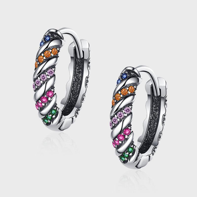 925 Sterling Silver Multi Color Striped Earrings in 2023 | 925 Sterling Silver Multi Color Striped Earrings - undefined | 925 Sterling Silver Striped Earrings, Creative Cute Earrings, cute earring, Multi Color Striped Earrings | From Hunny Life | hunnylife.com