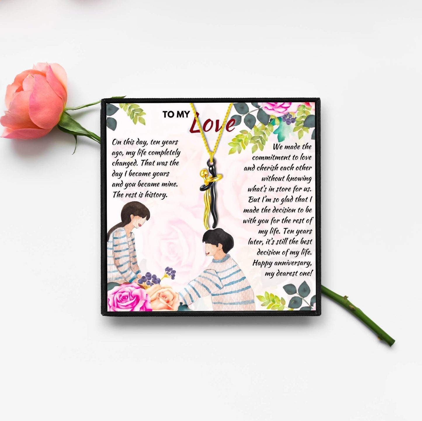 Anniversary Gift Ideas to Celebrate 10 Years of Marriage in 2023 | Anniversary Gift Ideas to Celebrate 10 Years of Marriage - undefined | 10 year anniversary gift for her, 10 year anniversary gift for wife, 10 year wedding anniversary ideas, Hug Necklace | From Hunny Life | hunnylife.com