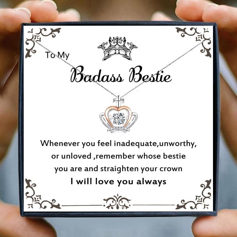 Badass Bestie Necklace Queen Pendant Necklaces in 2023 | Badass Bestie Necklace Queen Pendant Necklaces - undefined | Best Friends gift ideas, Bestie Necklace | From Hunny Life | hunnylife.com
