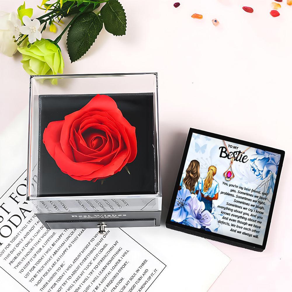 Best Friend Necklace Gift With Rose Flower Jewelry Box in 2023 | Best Friend Necklace Gift With Rose Flower Jewelry Box - undefined | best friend necklaces, best friend pendant, best friends forever necklace, bff necklaces, bff necklaces for 2, cute friendship necklaces, Friendship necklace, rose box with necklace, rose jewelry box | From Hunny Life | hunnylife.com