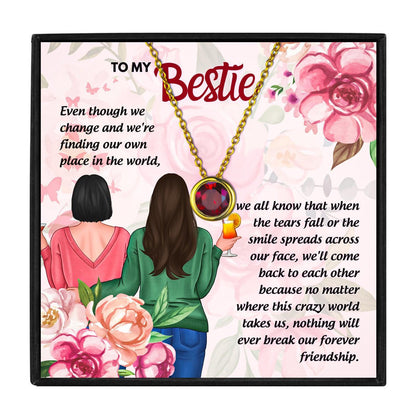 BFF Birthstone Necklace with Heartfelt Message in 2023 | BFF Birthstone Necklace with Heartfelt Message - undefined | Best Friend Birthstone Jewelry, bestie necklaces, Birthstone Bff, cute friendship necklaces, Friendship Necklace, friendship necklaces for 2, matching best friend necklaces | From Hunny Life | hunnylife.com