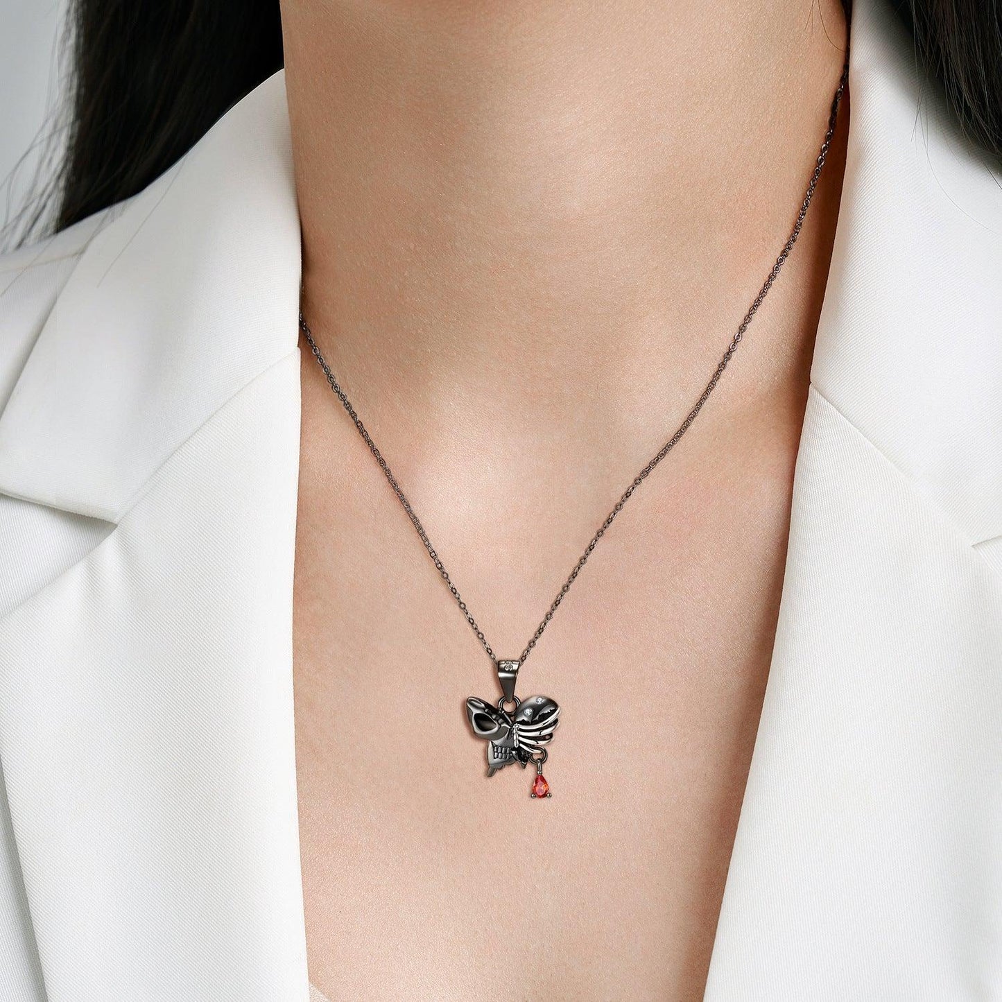 Butterfly Skull Skeleton Small Punk Dark Wind Necklace in 2023 | Butterfly Skull Skeleton Small Punk Dark Wind Necklace - undefined | Butterfly Skull Skeleton Necklace, Halloween Necklace, Punk Dark Wind Necklace, S925 Sterling Silver Necklace | From Hunny Life | hunnylife.com