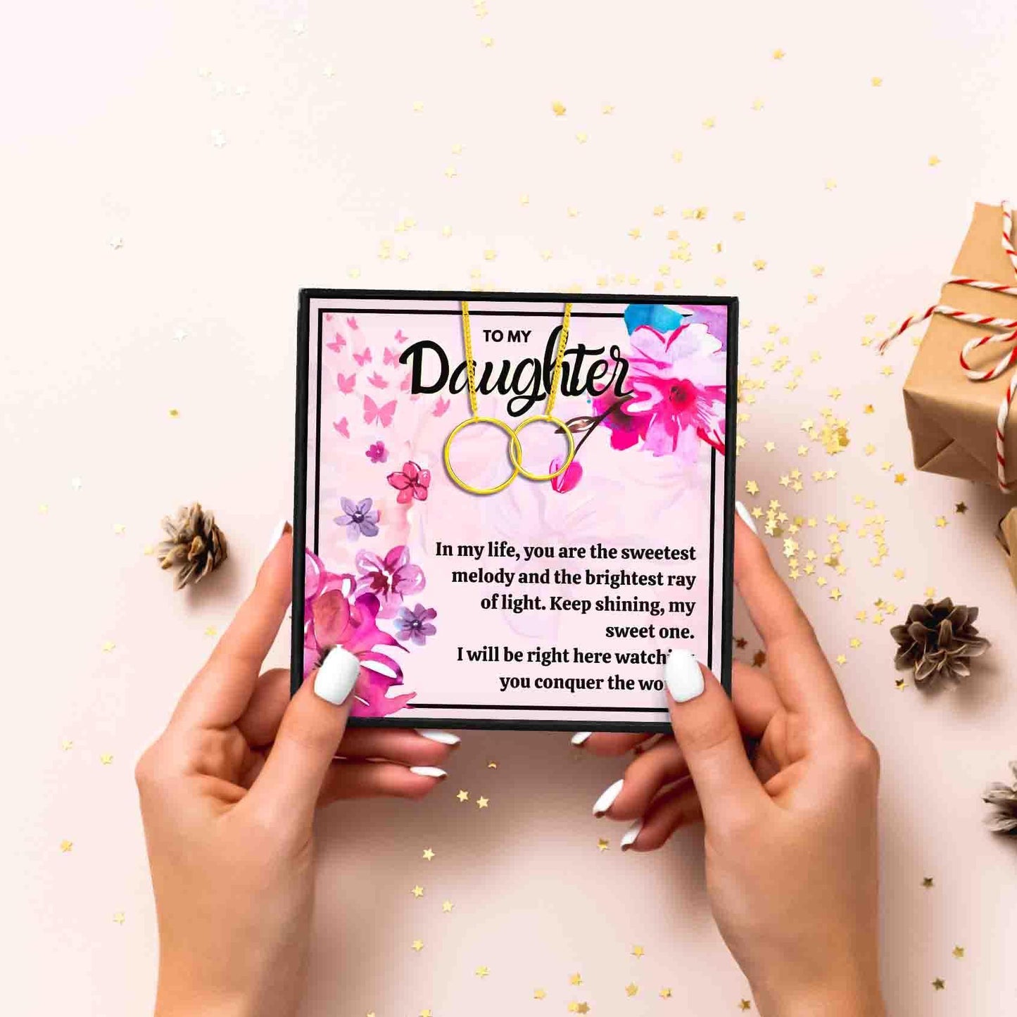 Daughter Double Circle Necklace Gift Set in 2023 | Daughter Double Circle Necklace Gift Set - undefined | double circle for daughter, Double Circle Gift Necklace, Double Circle Necklaces, Mother Daughter Interlocking Circle Necklace Gift Set | From Hunny Life | hunnylife.com