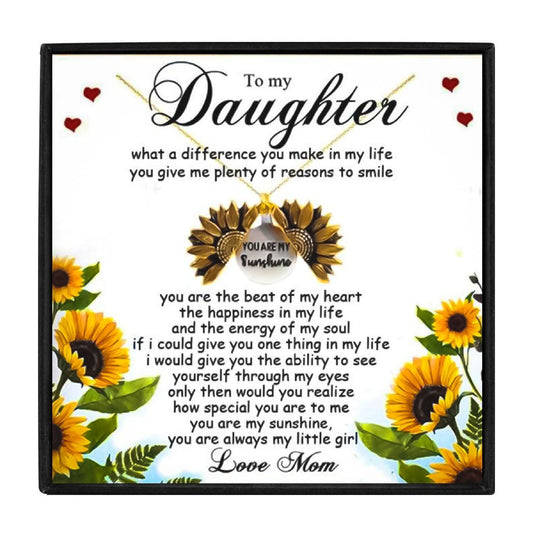 Daughter Sunflower Necklace Gift From Mom for Christmas 2023 | Daughter Sunflower Necklace Gift From Mom - undefined | daughter gift, daughter necklaces, Mother Daughter, Mother Daughter Gift Necklace, Mother Daughter Necklace, sunflower, Sunflower Necklace, Sunflower Necklaces, To my daughter necklace, To my daughter necklace from mom | From Hunny Life | hunnylife.com