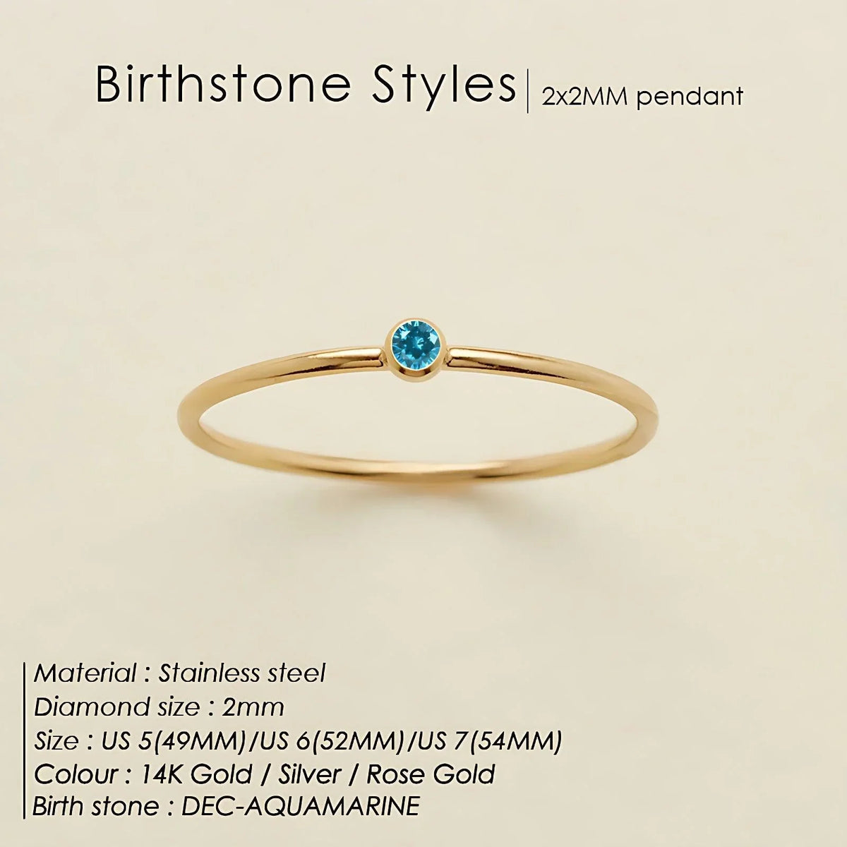 December Birthstone Cute Ring - Elegant Birthstone Ring – Hunny Life