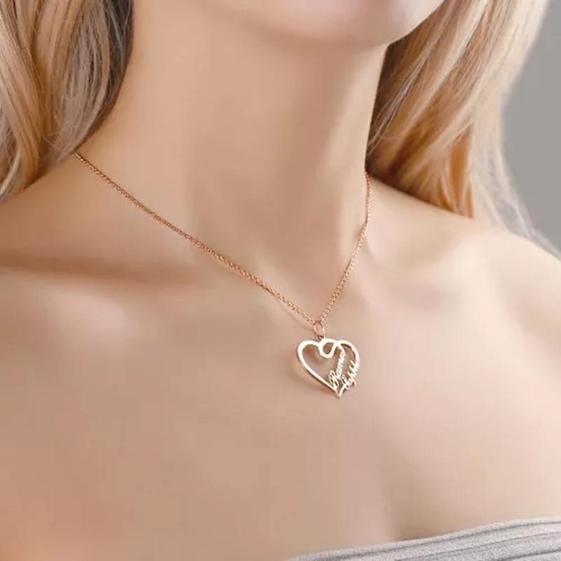 Double Heart Custom Name Necklaces in 2023 | Double Heart Custom Name Necklaces - undefined | Custom Name Necklaces, Double Heart Custom Name Necklaces, necklace, other necklace | From Hunny Life | hunnylife.com