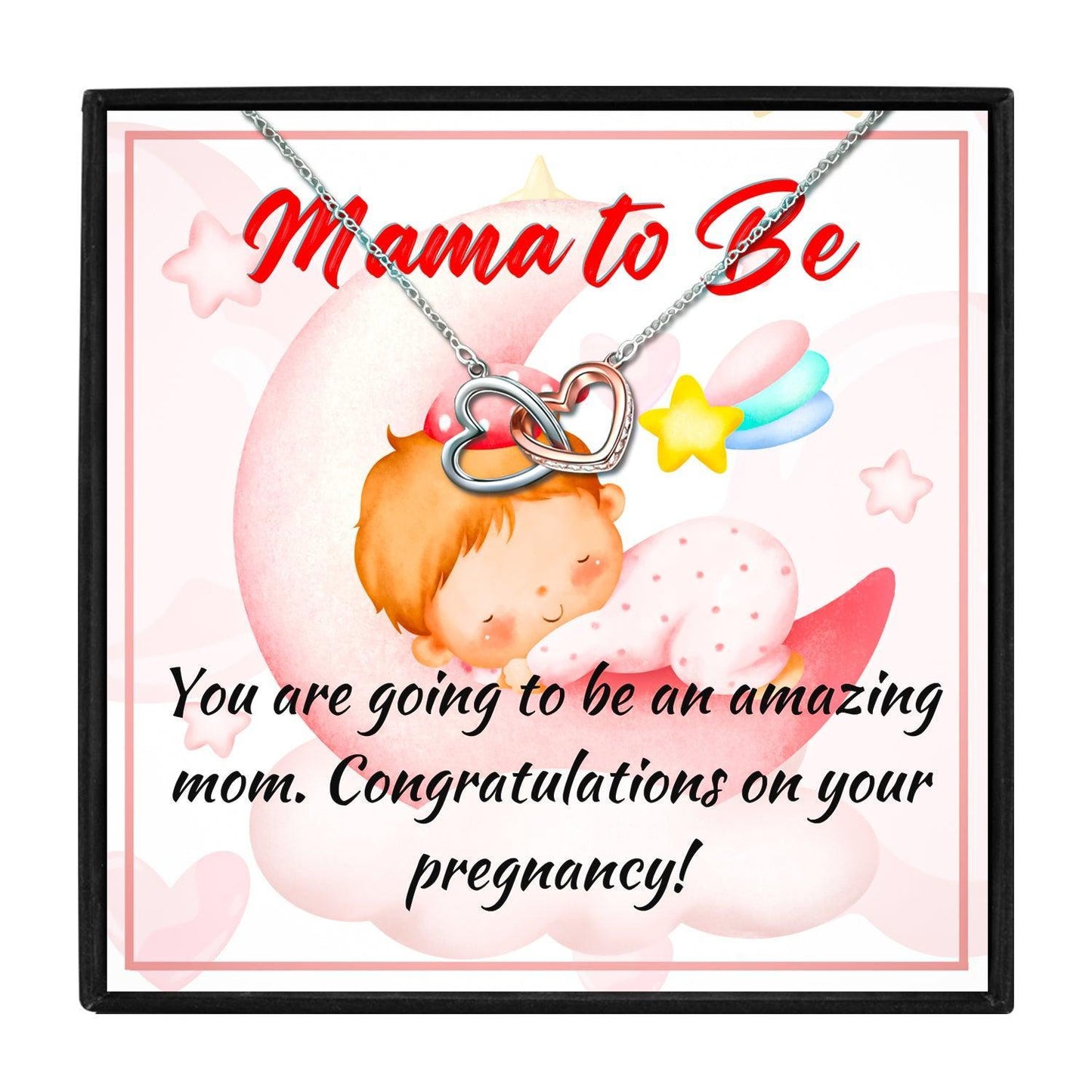Double Heart Mom To Be Necklace Set for Christmas 2023 | Double Heart Mom To Be Necklace Set - undefined | Gifts for Pregnant Women, mama to be necklace, mom to be necklace, New Mom Jewelry | From Hunny Life | hunnylife.com