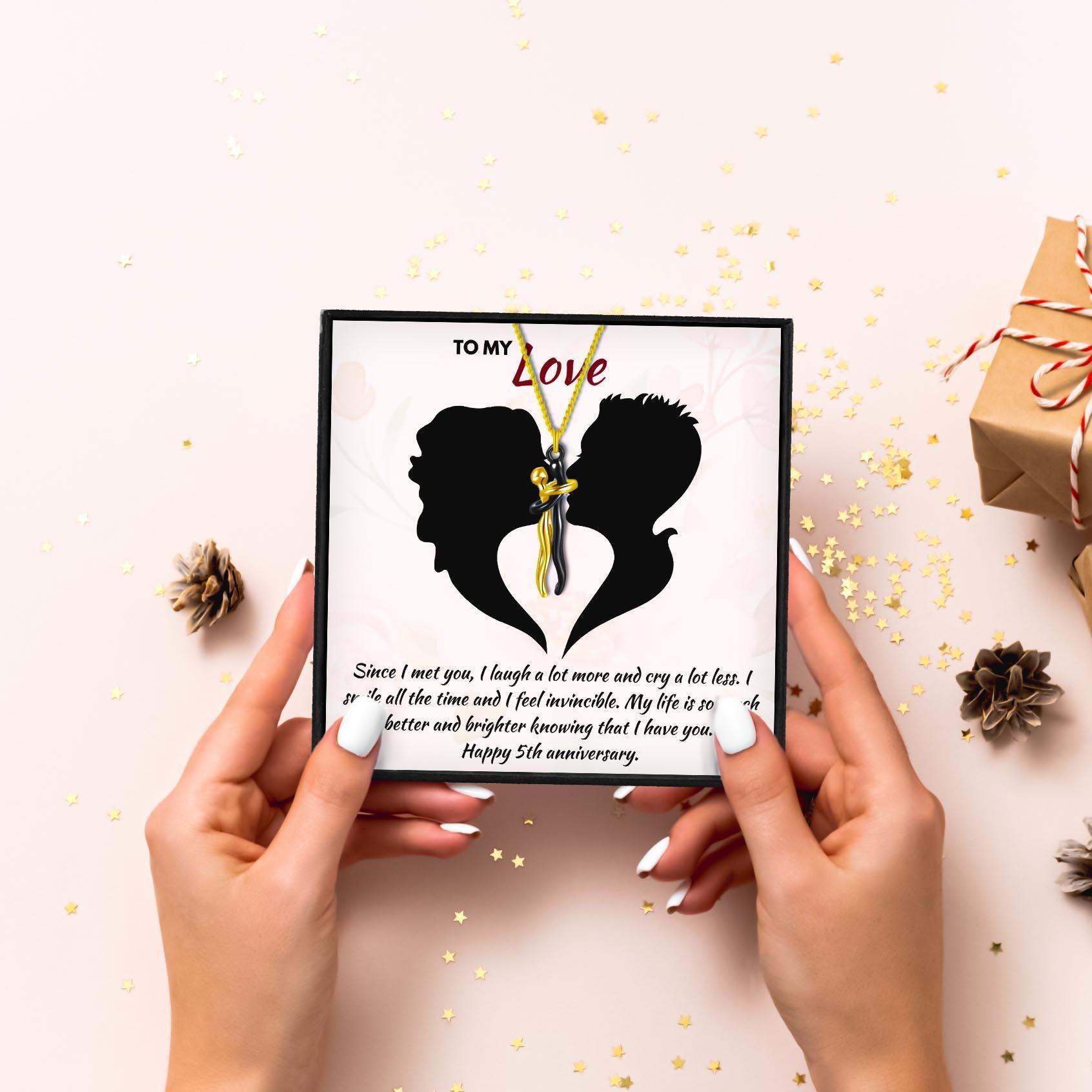 Fifth Anniversary Gifts to Celebrate Your Love in 2023 | Fifth Anniversary Gifts to Celebrate Your Love - undefined | 5th anniversary gift for her, fifth wedding anniversary gift, five year anniversary, five year wedding anniversary gift, Hug Necklace | From Hunny Life | hunnylife.com