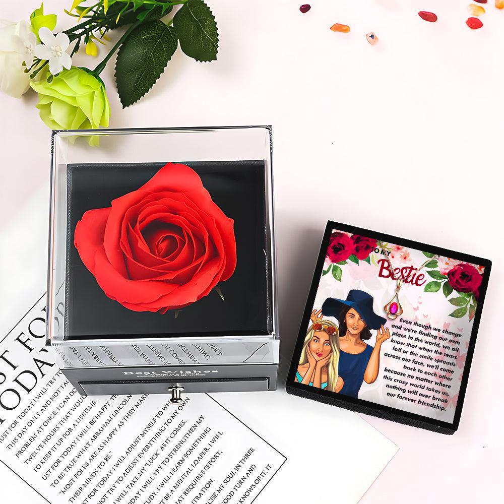 Friendship Necklace With Rose Flower Jewelry Box for Christmas 2023 | Friendship Necklace With Rose Flower Jewelry Box - undefined | best friend necklaces, best friend pendant, best friends forever necklace, bff necklaces, bff necklaces for 2, cute friendship necklaces, Friendship necklace, rose box with necklace, rose jewelry box | From Hunny Life | hunnylife.com