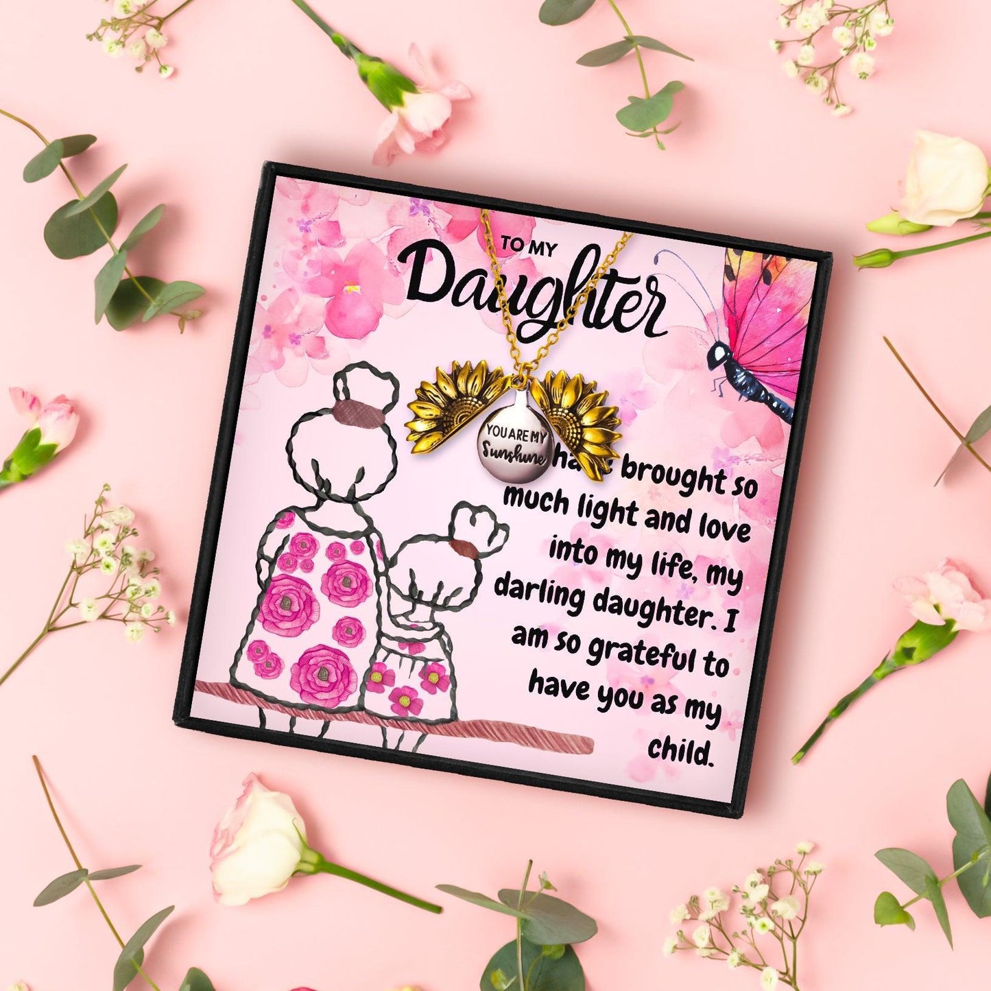 From Mom to Daughter Sunflower Necklace for Christmas 2023 | From Mom to Daughter Sunflower Necklace - undefined | daughter gift ideas, Daughter Necklace, Meaningful Daughter Necklaces, Mother Daughter Necklace, To my daughter necklace, To my daughter necklace from mom | From Hunny Life | hunnylife.com