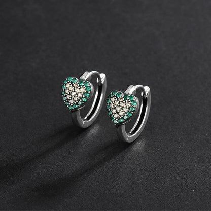 Green Diamond S925 Small Delicate Love Earrings in 2023 | Green Diamond S925 Small Delicate Love Earrings - undefined | 925 Sterling Silver Vintage Earrings, cute earring, Green Diamond S925 Love Earrings, Green Gemstone Cute Earrings, Small Delicate Love Earrings | From Hunny Life | hunnylife.com
