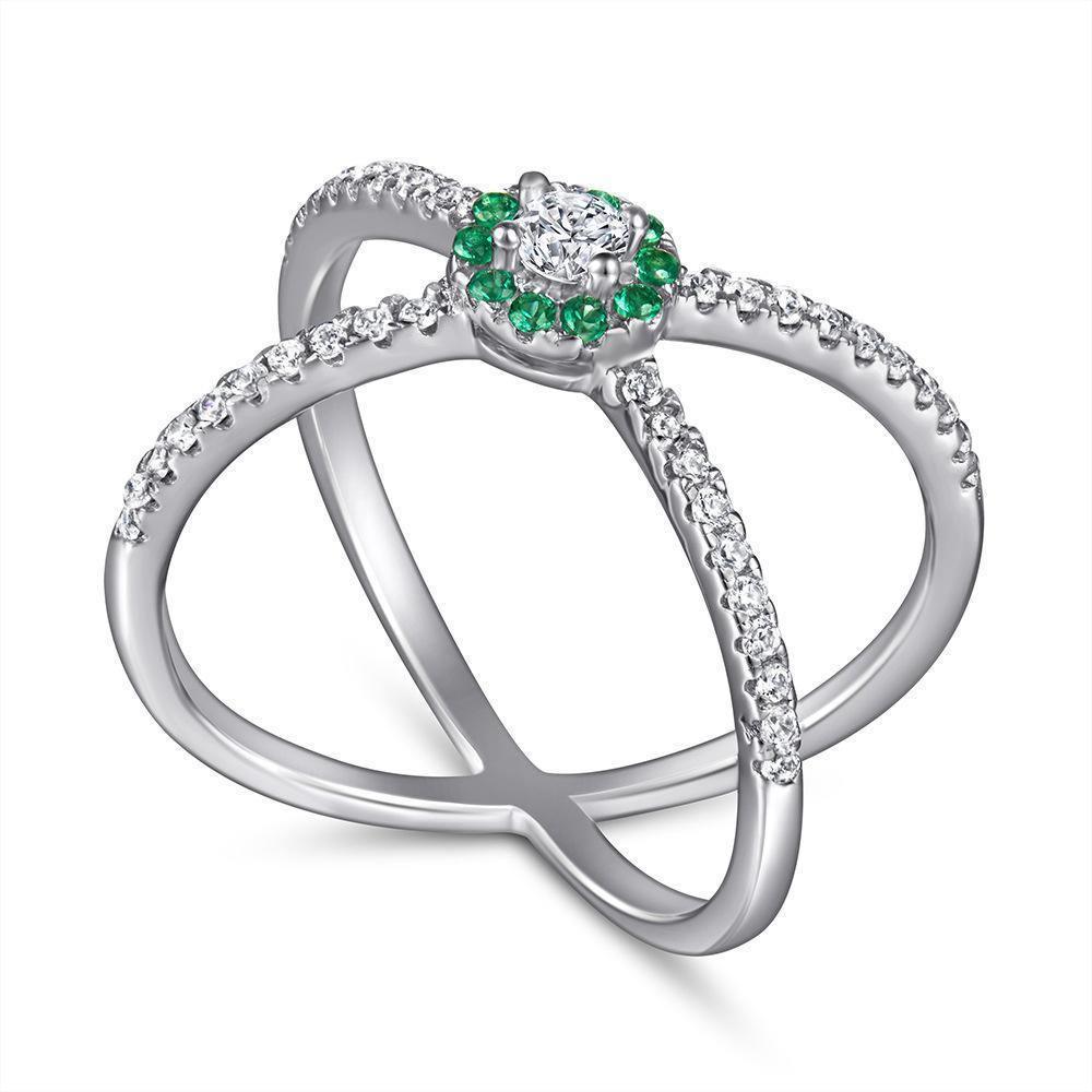 Green Zircon French Circle Cross Exaggerated Ring in 2023 | Green Zircon French Circle Cross Exaggerated Ring - undefined | gift, gift ideas, rings | From Hunny Life | hunnylife.com