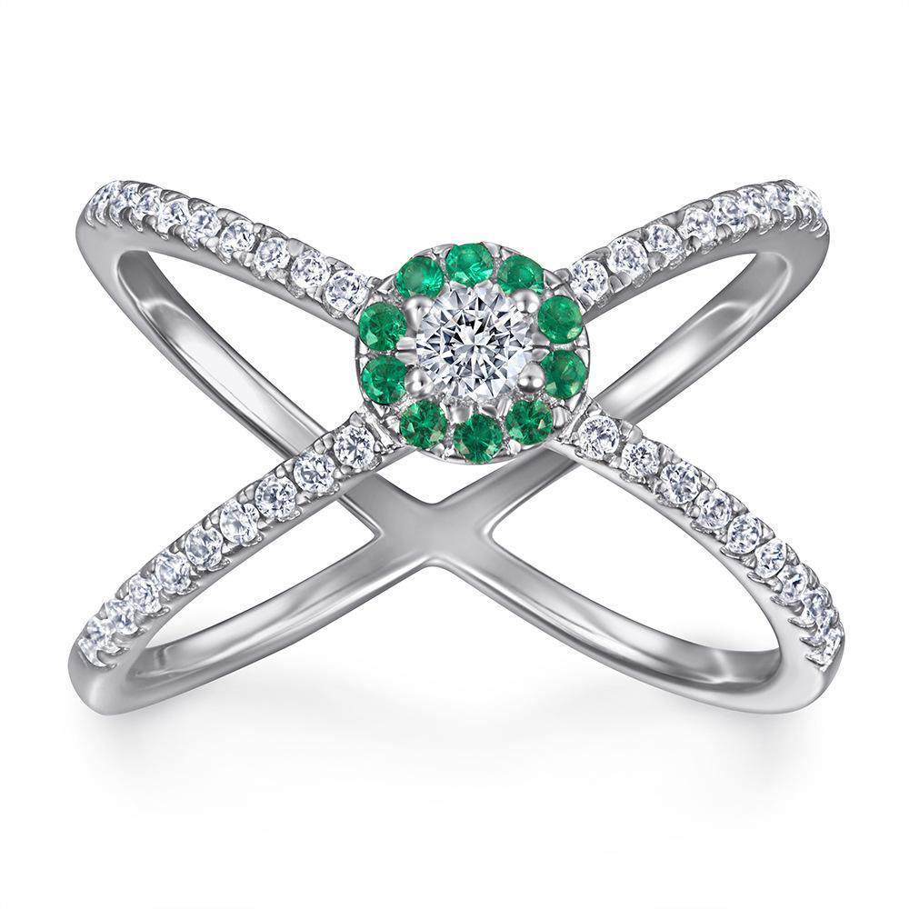 Green Zircon French Circle Cross Exaggerated Ring in 2023 | Green Zircon French Circle Cross Exaggerated Ring - undefined | gift, gift ideas, rings | From Hunny Life | hunnylife.com