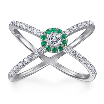 Green Zircon French Circle Cross Exaggerated Ring for Christmas 2023 | Green Zircon French Circle Cross Exaggerated Ring - undefined | gift, gift ideas, rings | From Hunny Life | hunnylife.com