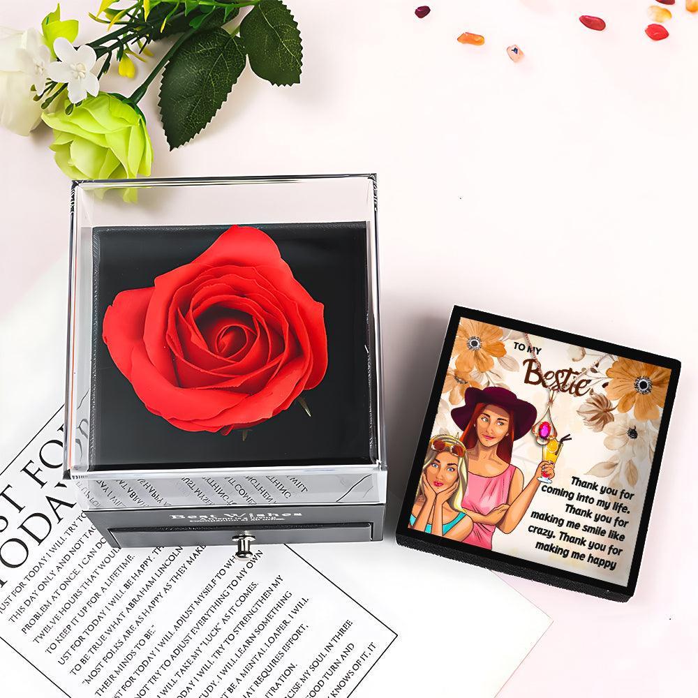 Heartfelt Bff Necklace Gift With Rose Flower Jewelry Box in 2023 | Heartfelt Bff Necklace Gift With Rose Flower Jewelry Box - undefined | best friend necklaces, best friend pendant, best friends forever necklace, bff necklaces, bff necklaces for 2, cute friendship necklaces, Friendship necklace, rose box with necklace, rose jewelry box | From Hunny Life | hunnylife.com