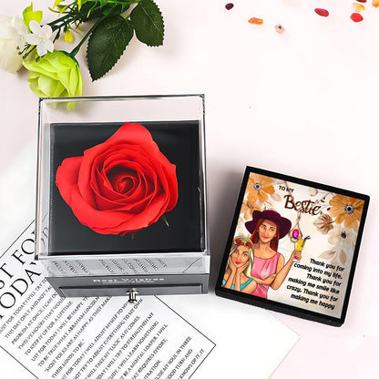 Heartfelt Bff Necklace Gift With Rose Flower Jewelry Box in 2023 | Heartfelt Bff Necklace Gift With Rose Flower Jewelry Box - undefined | best friend necklaces, best friend pendant, best friends forever necklace, bff necklaces, bff necklaces for 2, cute friendship necklaces, Friendship necklace, rose box with necklace, rose jewelry box | From Hunny Life | hunnylife.com