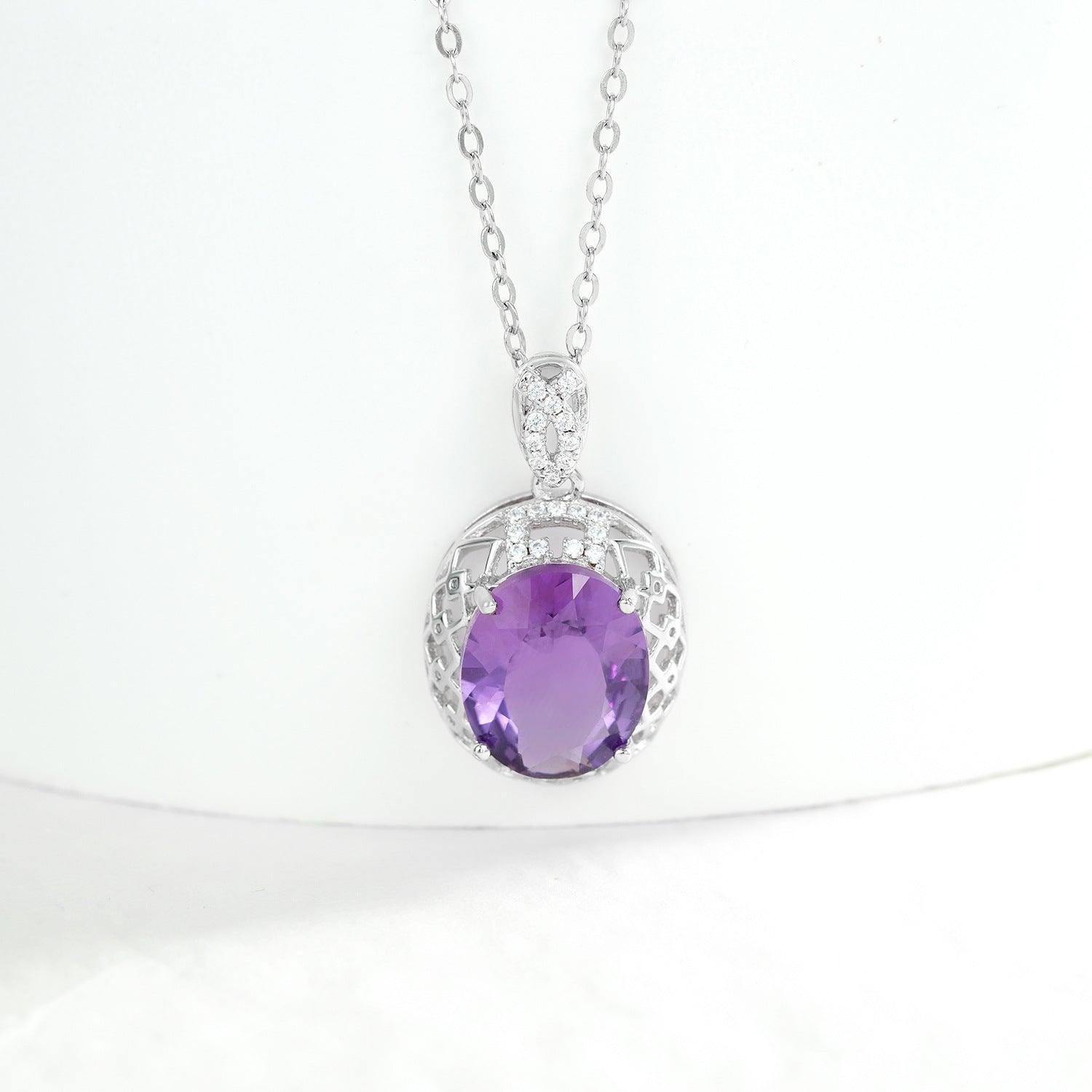 High-grade Amethyst Pendant Necklace in 2023 | High-grade Amethyst Pendant Necklace - undefined | Amethyst Pendant Necklace, High-grade Amethyst Necklace, Sterling Silver s925 necklace | From Hunny Life | hunnylife.com