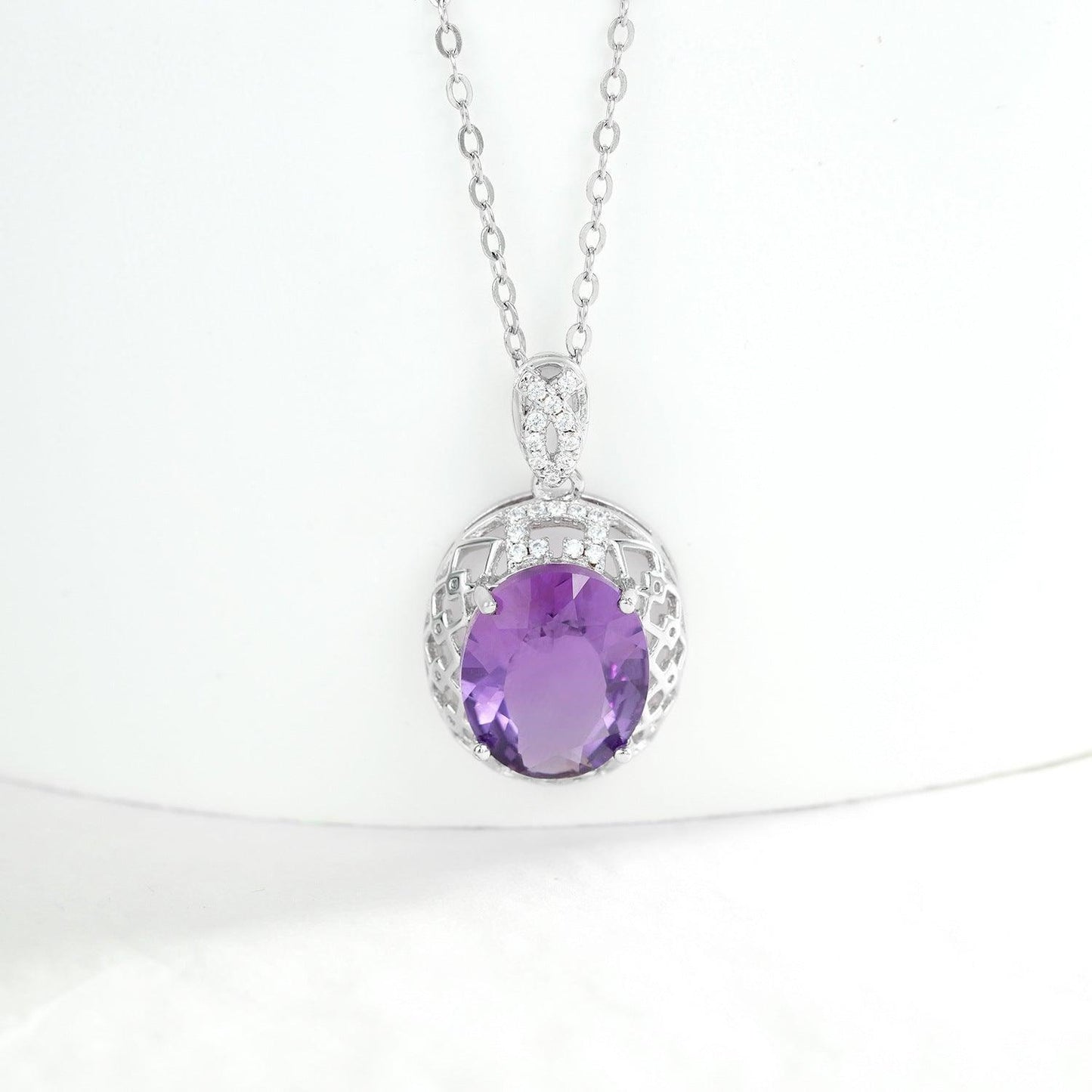 High-grade Amethyst Pendant Necklace for Christmas 2023 | High-grade Amethyst Pendant Necklace - undefined | Amethyst Pendant Necklace, High-grade Amethyst Necklace, Sterling Silver s925 necklace | From Hunny Life | hunnylife.com