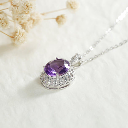 High-grade Amethyst Pendant Necklace for Christmas 2023 | High-grade Amethyst Pendant Necklace - undefined | Amethyst Pendant Necklace, High-grade Amethyst Necklace, Sterling Silver s925 necklace | From Hunny Life | hunnylife.com