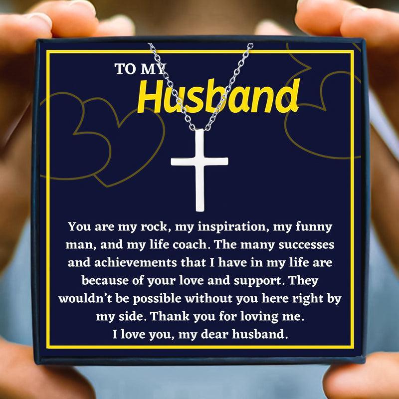 Husband You Are My World Cross Necklace Gift Set for Christmas 2023 | Husband You Are My World Cross Necklace Gift Set - undefined | Husband Cross Necklace, husband gift ideas, My Husband Necklace, my man gift | From Hunny Life | hunnylife.com