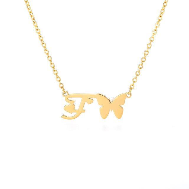 Initial Butterfly Pendant Sterling Silver Necklace for Christmas 2023 | Initial Butterfly Pendant Sterling Silver Necklace - undefined | Butterfly Initial Necklace, Initial Butterfly Pendant Sterling Silver Necklace, Initial Necklace With Butterfly | From Hunny Life | hunnylife.com
