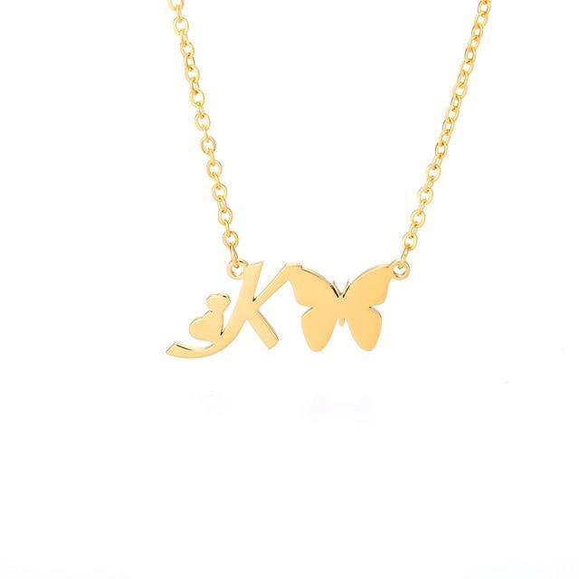 Initial Butterfly Pendant Sterling Silver Necklace in 2023 | Initial Butterfly Pendant Sterling Silver Necklace - undefined | Butterfly Initial Necklace, Initial Butterfly Pendant Sterling Silver Necklace, Initial Necklace With Butterfly | From Hunny Life | hunnylife.com