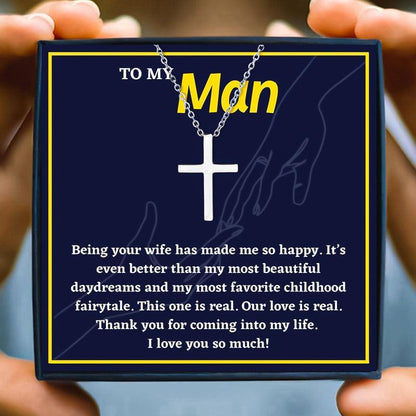 Inspirational Cross Necklace for My Husband in 2023 | Inspirational Cross Necklace for My Husband - undefined | Husband Cross Necklace, husband gift ideas, My Husband Necklace, my man gift | From Hunny Life | hunnylife.com