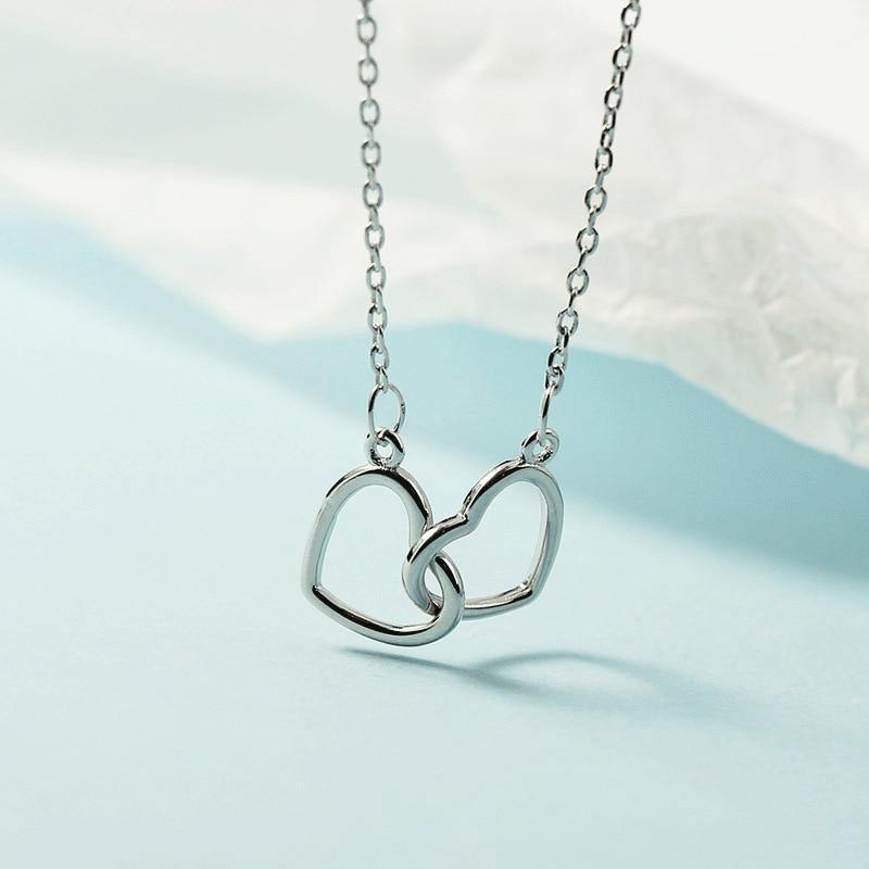 buy Interlock Double Heart Necklace for Sister -hunnylife.com – Hunny Life