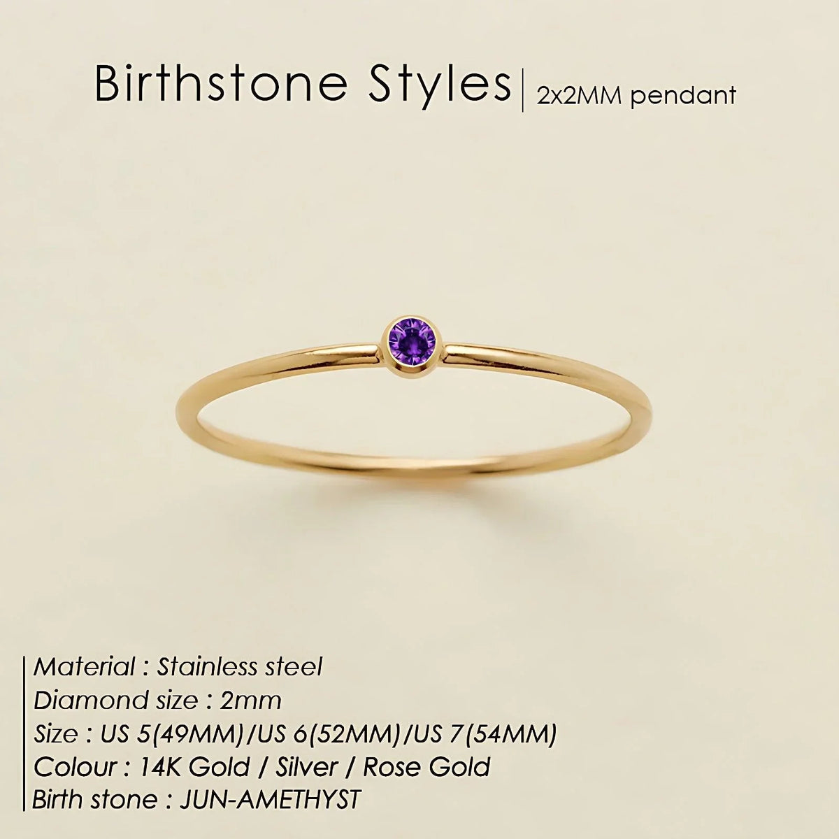 June Birthstone Cute Ring - Elegant Birthstone Ring – Hunny Life