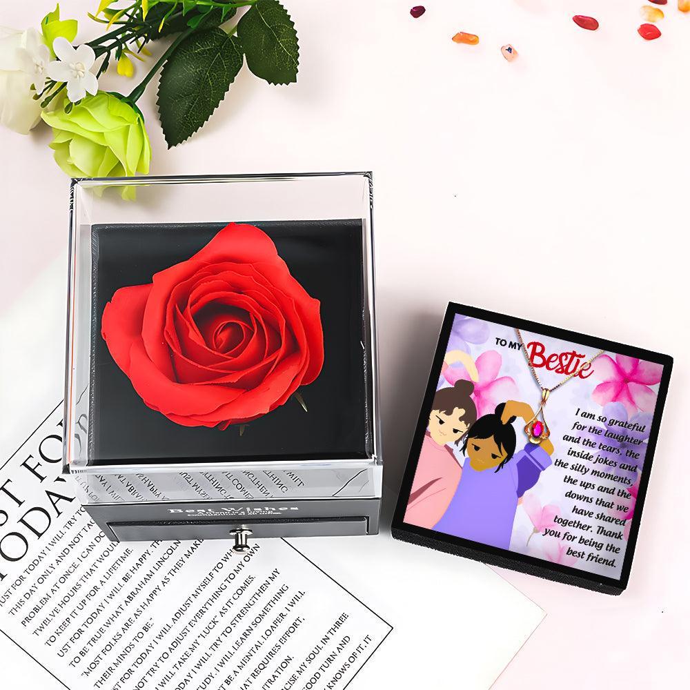 Long Distance Friendship Necklaces With Rose Flower Jewelry Box in 2023 | Long Distance Friendship Necklaces With Rose Flower Jewelry Box - undefined | best friend necklaces, best friend pendant, best friends forever necklace, bff necklaces, bff necklaces for 2, cute friendship necklaces, Friendship necklace, rose box with necklace, rose jewelry box | From Hunny Life | hunnylife.com