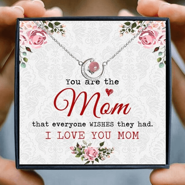 Love you Mom Moon Necklace Gift Set for Christmas 2023 | Love you Mom Moon Necklace Gift Set - undefined | gift for mom, gift ideas, mom gift, mom gift ideas, Mom Necklace Gift | From Hunny Life | hunnylife.com
