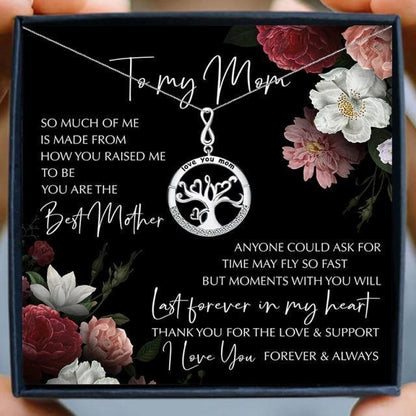 Love You Mom Tree Pendant Necklace for Christmas 2023 | Love You Mom Tree Pendant Necklace - undefined | Love You Mom Tree Pendant Necklace, mom birthday gift | From Hunny Life | hunnylife.com