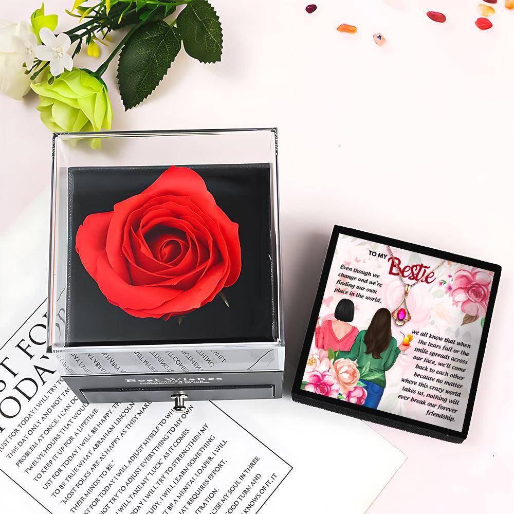 Meaningful Friendship Jewelry With Rose Flower Jewelry Box in 2023 | Meaningful Friendship Jewelry With Rose Flower Jewelry Box - undefined | best friend necklaces, best friend pendant, best friends forever necklace, bff necklaces, bff necklaces for 2, cute friendship necklaces, Friendship necklace, rose box with necklace, rose jewelry box | From Hunny Life | hunnylife.com
