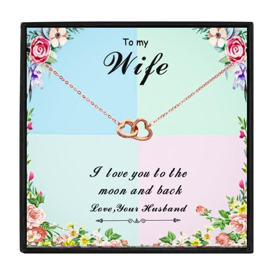 Meaningful Wife Necklace With Heartfelt Quotes in 2023 | Meaningful Wife Necklace With Heartfelt Quotes - undefined | anniversary necklace for wife, Double Heart Necklace For Wife, to my wife necklace | From Hunny Life | hunnylife.com