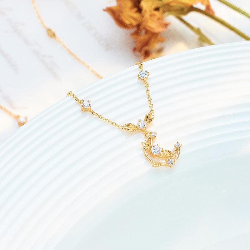 Moon Necklace Woven With Leaves in 2023 | Moon Necklace Woven With Leaves - undefined | creative cute necklace, cute necklace, Moon Necklace, other necklace | From Hunny Life | hunnylife.com
