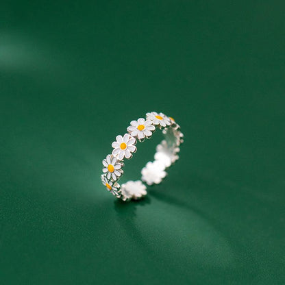 Mori White Daisy Flower Cute Ring in 2023 | Mori White Daisy Flower Cute Ring - undefined | buy3get2, cute ring, Daisy Ring, Sterling Silver s925 cute Ring | From Hunny Life | hunnylife.com