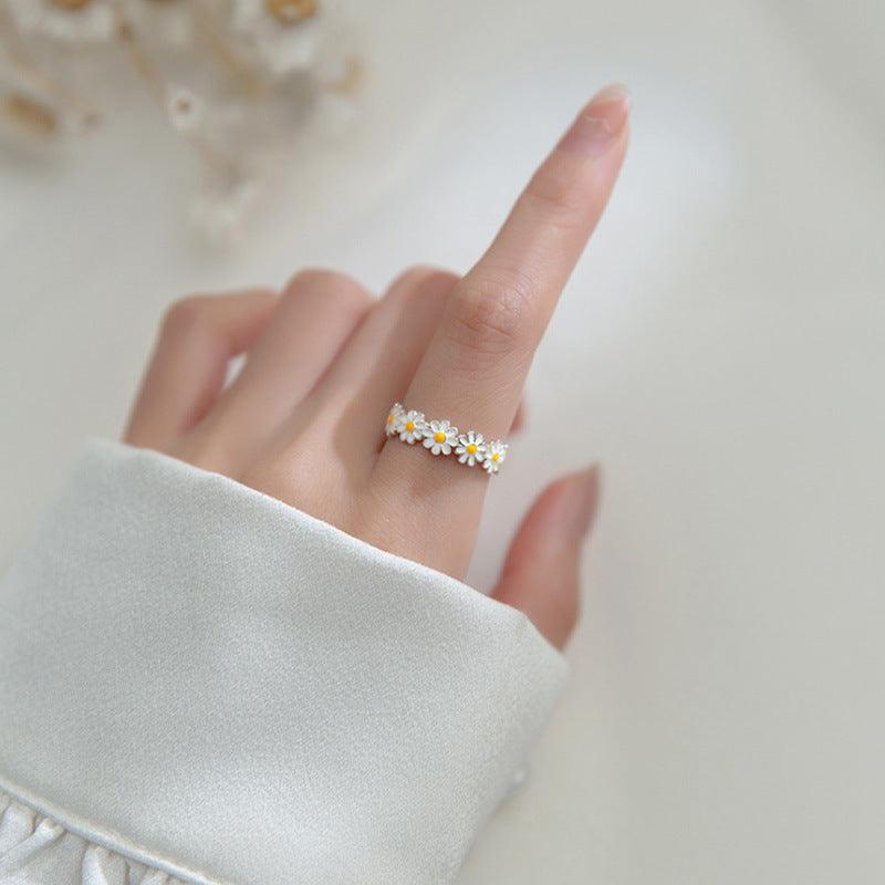 Mori White Daisy Flower Cute Ring in 2023 | Mori White Daisy Flower Cute Ring - undefined | buy3get2, cute ring, Daisy Ring, Sterling Silver s925 cute Ring | From Hunny Life | hunnylife.com