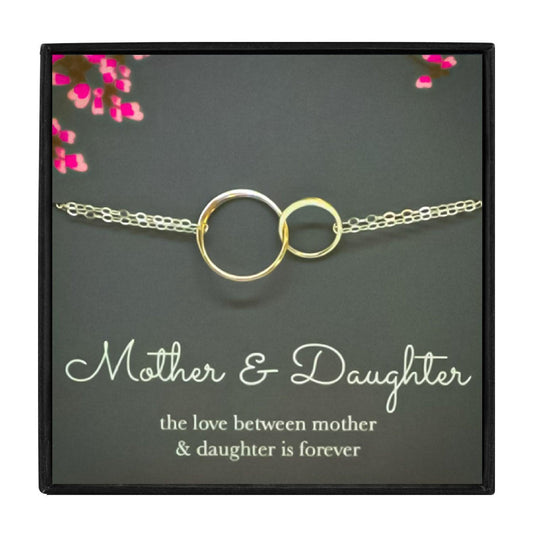 Mother and Daughter Double Circle Bracelet Gift for Christmas 2023 | Mother and Daughter Double Circle Bracelet Gift - undefined | Mother & Daughter Cuff Bracelets, mother daughter Bracelet Gift, Mother Daughter Double Circle Bracelet | From Hunny Life | hunnylife.com