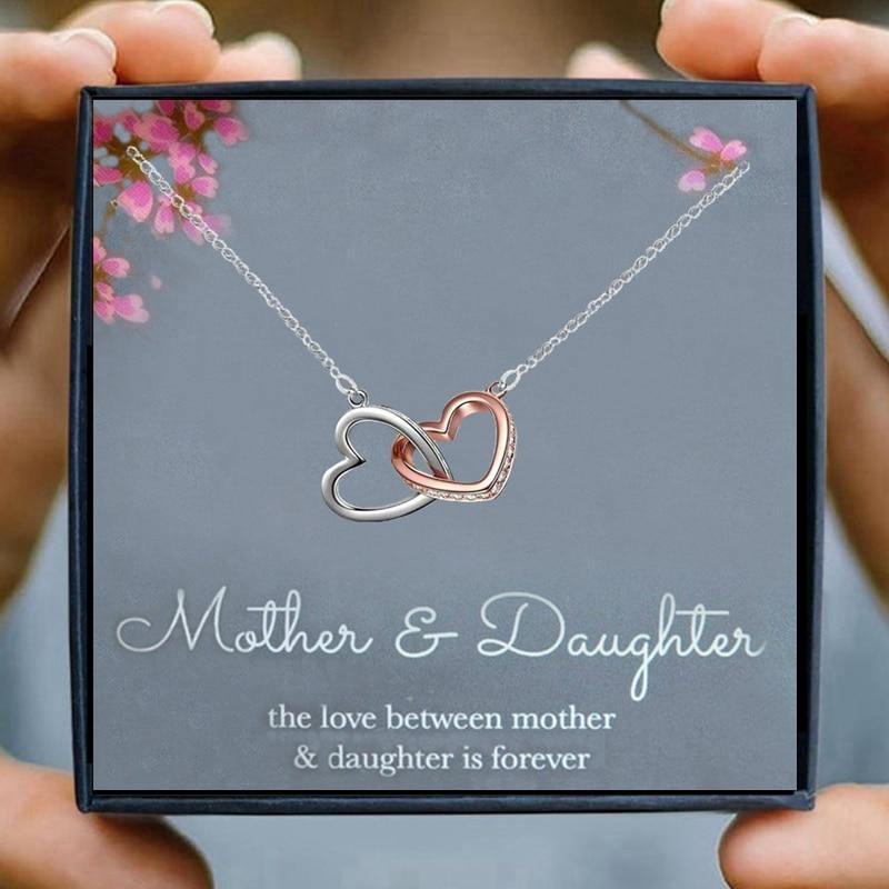 Mother and Daughter Christmas Card Necklace Jewelry Gift Set - Jewelry Gift Set - Gift for Her - Gift for Mom and Daughter - Holiday Matching Heart