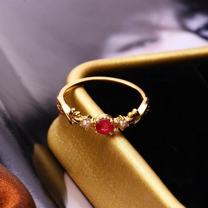 New Natural Red Pearl Ring Girl in 2023 | New Natural Red Pearl Ring Girl - undefined | Birthstone ring, cute ring, S925 Silver Vintage Cute Ring, Sterling Silver s925 cute Ring | From Hunny Life | hunnylife.com