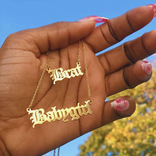 Old English Alphabet Angel Babygirl Princess Necklace for Christmas 2023 | Old English Alphabet Angel Babygirl Princess Necklace - undefined | Jewelry Gifts, Necklaces, Pendant Necklace, pendent, Tiny Gold Initial Letter Necklace | From Hunny Life | hunnylife.com