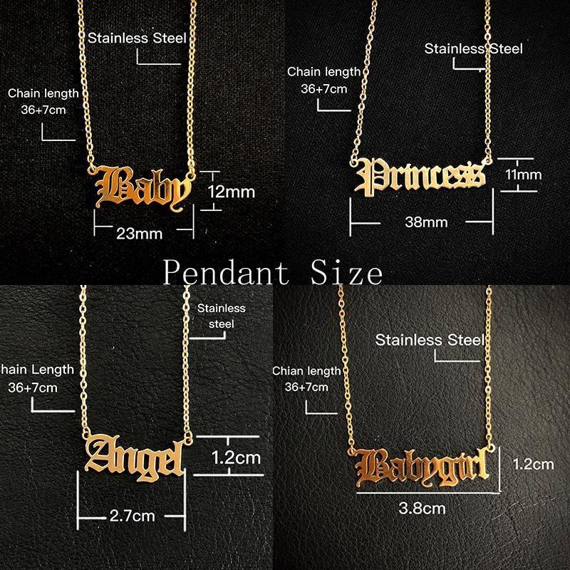 Old English Alphabet Angel Babygirl Princess Necklace in 2023 | Old English Alphabet Angel Babygirl Princess Necklace - undefined | Jewelry Gifts, Necklaces, Pendant Necklace, pendent, Tiny Gold Initial Letter Necklace | From Hunny Life | hunnylife.com