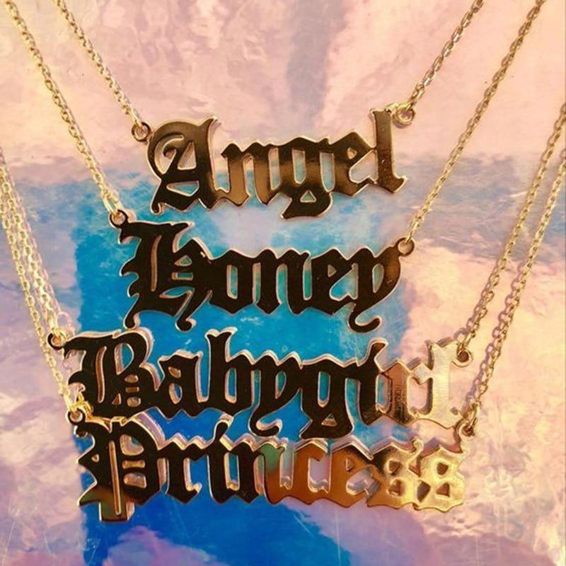 Old English Alphabet Angel Babygirl Princess Necklace in 2023 | Old English Alphabet Angel Babygirl Princess Necklace - undefined | Jewelry Gifts, Necklaces, Pendant Necklace, pendent, Tiny Gold Initial Letter Necklace | From Hunny Life | hunnylife.com
