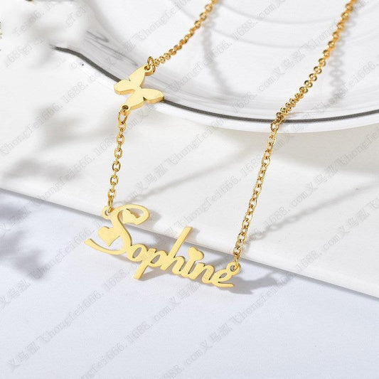 Personalized Name Necklace with Butterfly for Christmas 2023 | Personalized Name Necklace with Butterfly - undefined | Custom Name Necklace Personalized Necklace, Custom Name Necklaces, namePersonalized Name Necklace with Butterfly | From Hunny Life | hunnylife.com
