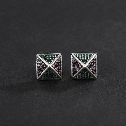 Pyramid Studded With Colorful Zirconium Earring in 2023 | Pyramid Studded With Colorful Zirconium Earring - undefined | 925 Sterling Silver Vintage Earrings, Creative Cute Earrings, cute earring, Pyramid Studded With Colorful Studs | From Hunny Life | hunnylife.com