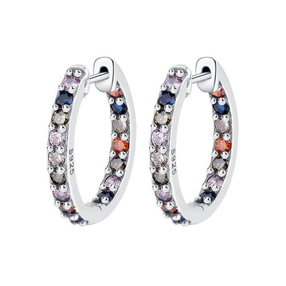 Rainbow Large Earrings Personality Color Earrings Female in 2023 | Rainbow Large Earrings Personality Color Earrings Female - undefined | 925 Sterling Silver Vintage Earrings, gemstone earring, Rainbow Color Earrings Female, S925 Circle Rainbow Earrings | From Hunny Life | hunnylife.com