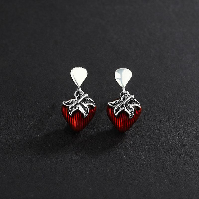 Retro Simple Drip Glue Red Strawberry Earrings for Christmas 2023 | Retro Simple Drip Glue Red Strawberry Earrings - undefined | 925 Sterling Silver Vintage Earrings, cute earring, Red Strawberry Earrings, Retro Simple Drip Glue Earrings, S925 Sterling Silver Earrings | From Hunny Life | hunnylife.com